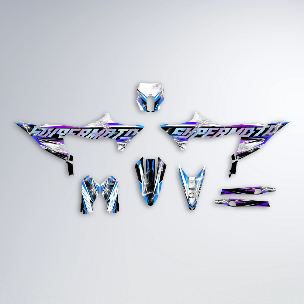 ROPAS72 Stark Varg MX graphics kit parts layout in Blue Purple Fade