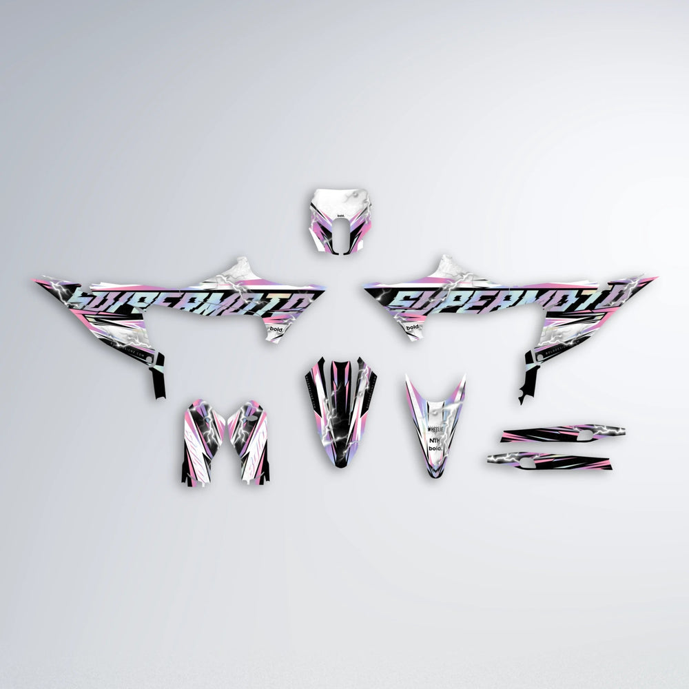 ROPAS72 Stark Varg MX graphics kit parts layout in Sakura Pink