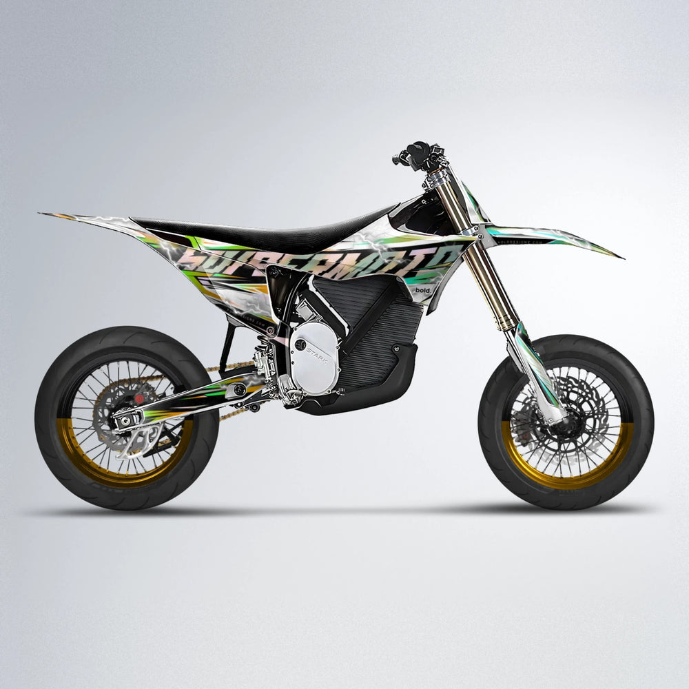 ROPAS72 Stark Varg SM supermoto graphics kit in Cyan & Green
