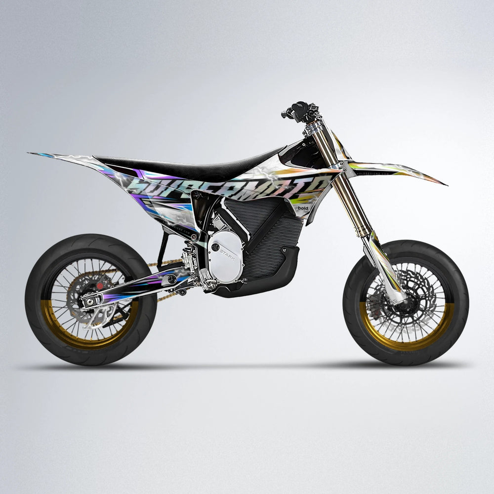 ROPAS72 Stark Varg SM supermoto graphics kit in Purple & Yellow