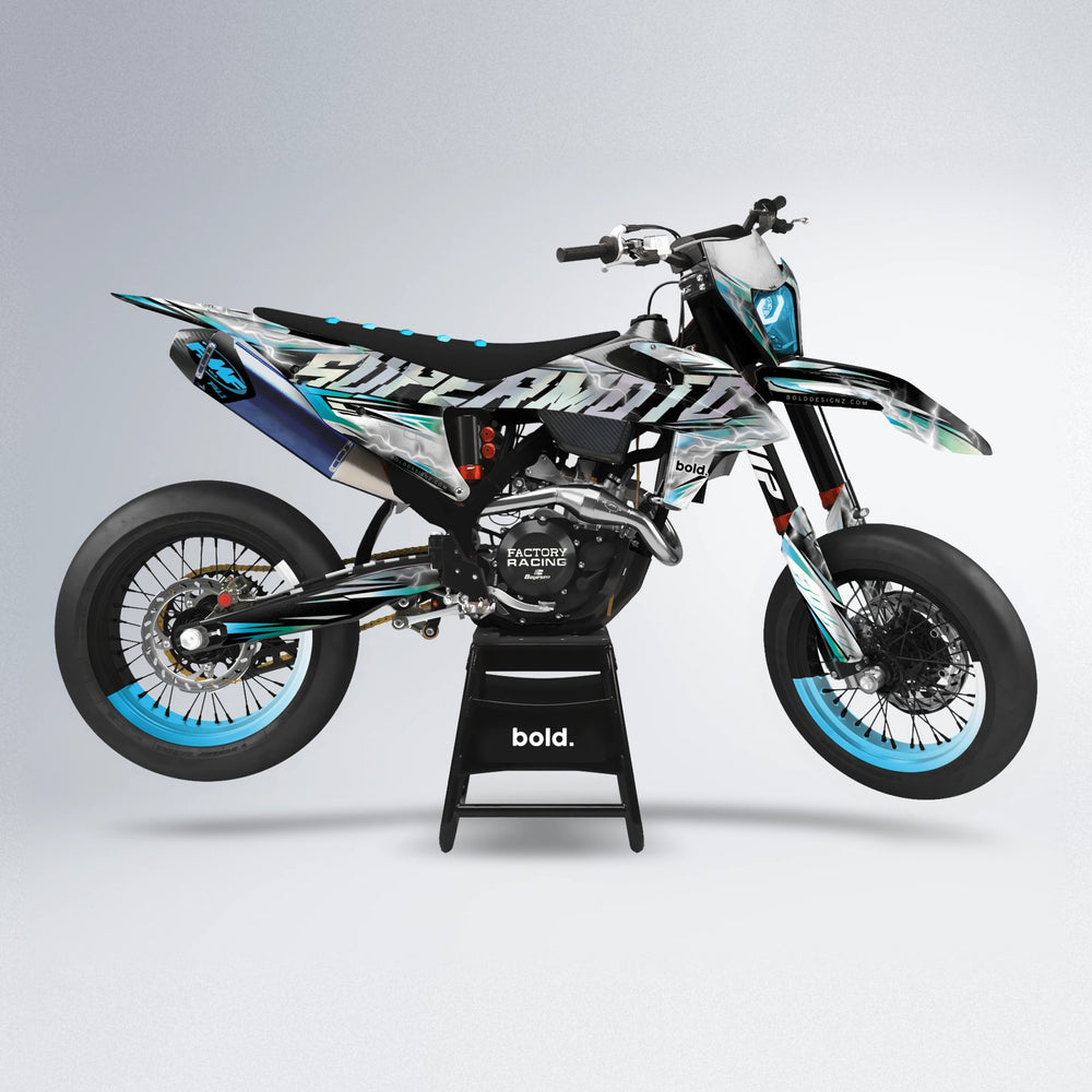 ROPAS72 supermoto graphics kit in Light Blue & White