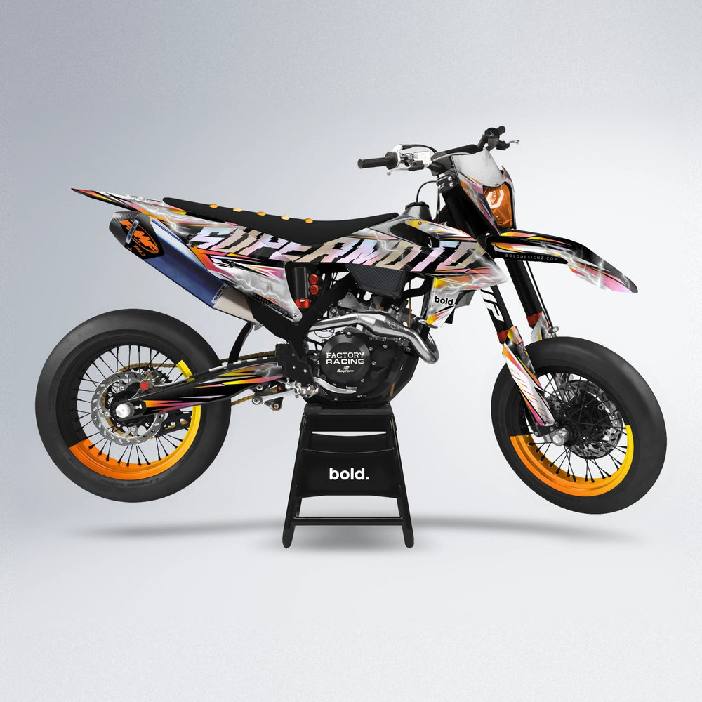 ROPAS72 supermoto graphics kit in Orange & Yellow
