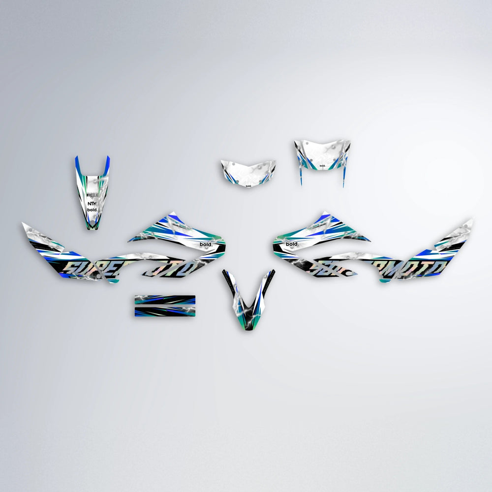 ROPAS72 Yamaha WR 125X graphics kit parts layout in Blue