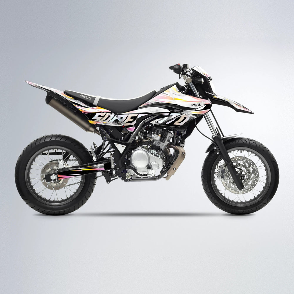 ROPAS72 Yamaha WR 125X supermoto graphics kit in Orange & Yellow