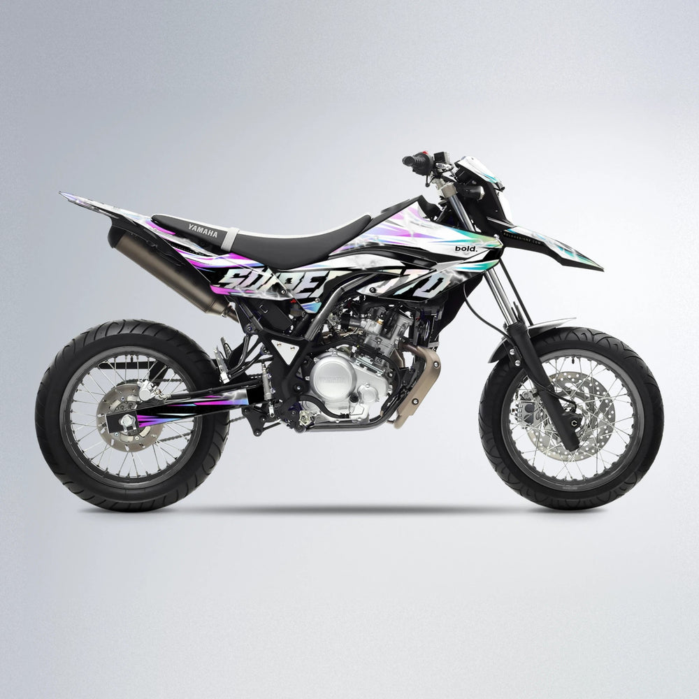 ROPAS72 Yamaha WR 125X supermoto graphics kit in Pink & Light Blue
