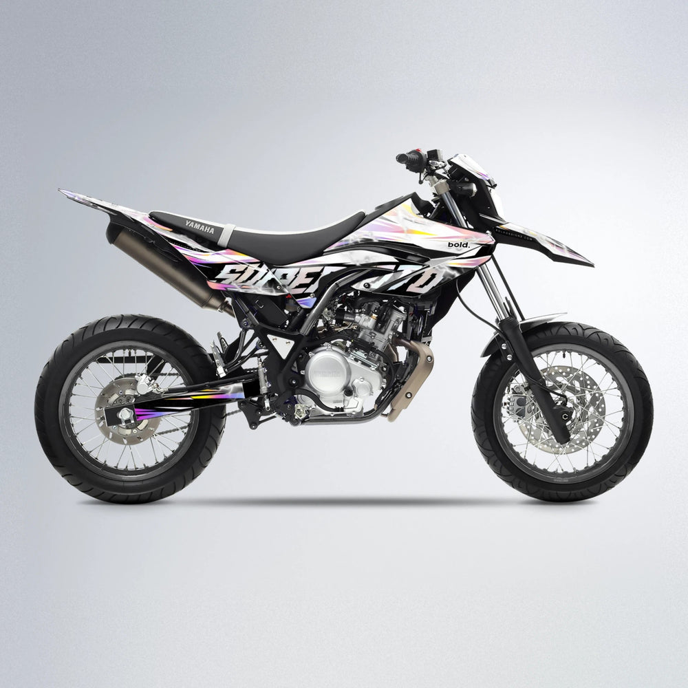 ROPAS72 Yamaha WR 125X supermoto graphics kit in Pink & Yellow
