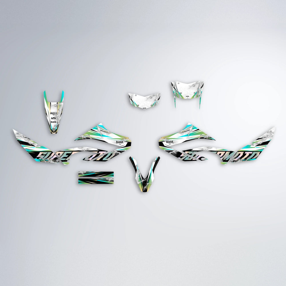 ROPAS72 Yamaha WR 125X graphics kit parts layout in Teal