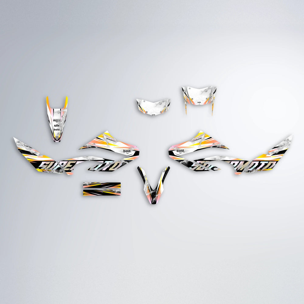 ROPAS72 Yamaha WR 125X graphics kit parts layout in Yellow
