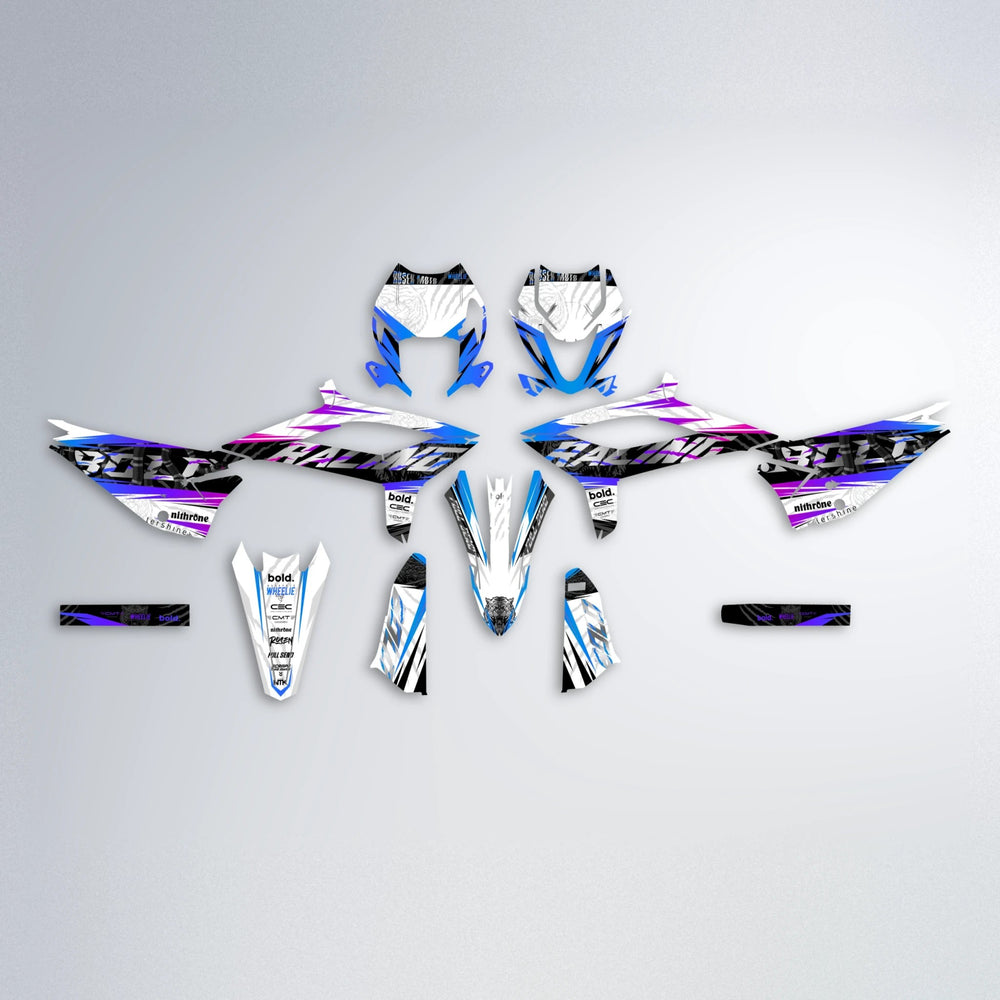 ROSEN Beta graphics kit parts layout in Blue Purple Fade