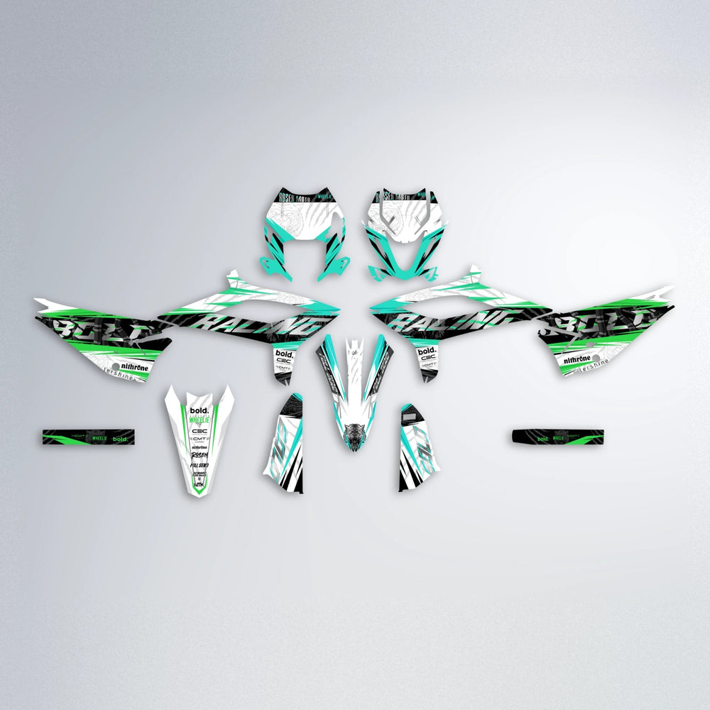 ROSEN Beta graphics kit parts layout in Cyan & Green