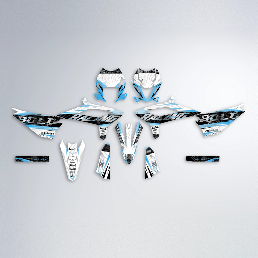 ROSEN Beta graphics kit parts layout in Light Blue & White