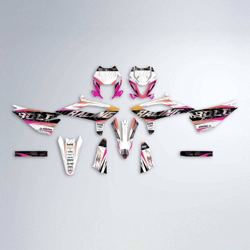 ROSEN Beta graphics kit parts layout in Pink & Yellow