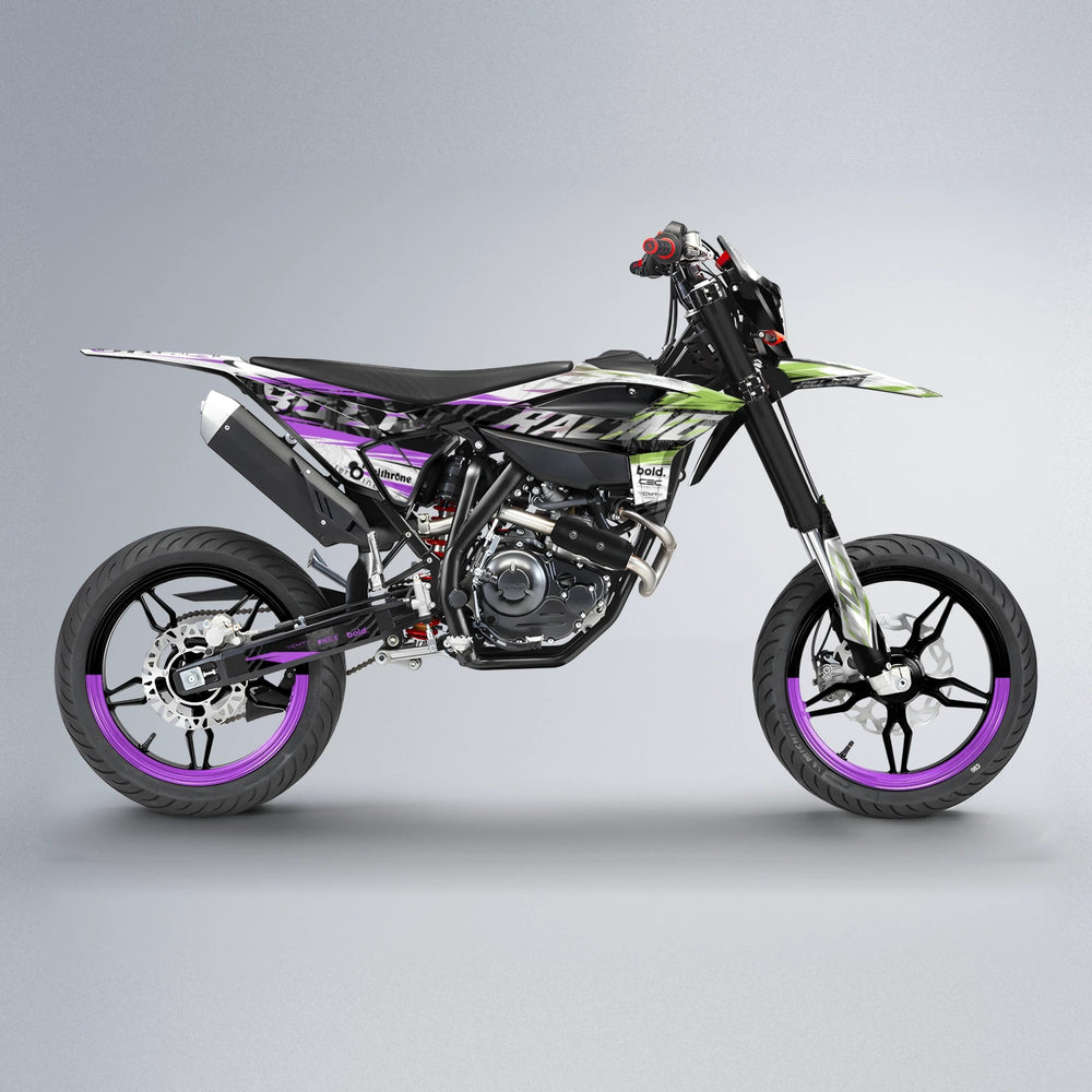 ROSEN Beta supermoto graphics kit in Purple & Yellow