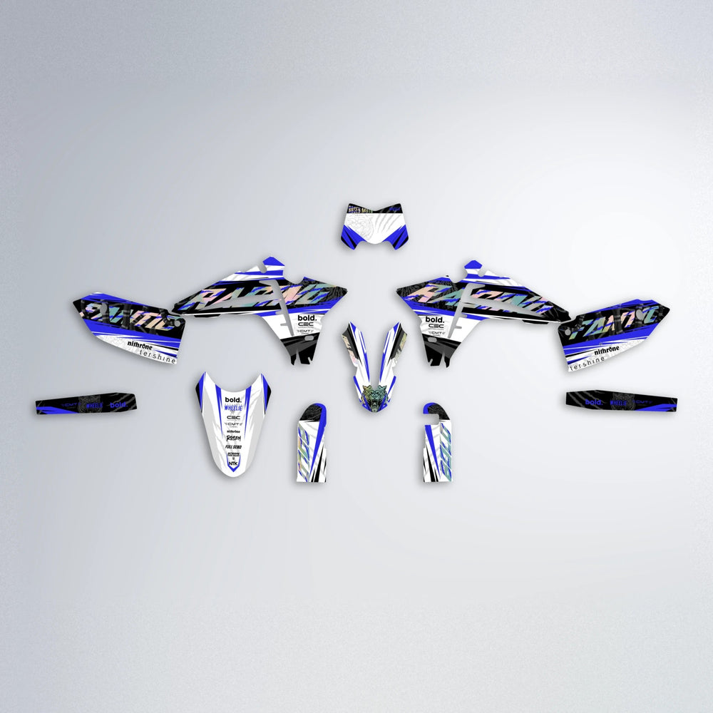 ROSEN Fantic graphics kit parts layout in Blue