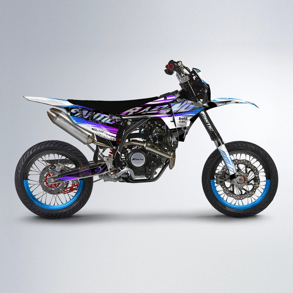 ROSEN Fantic supermoto graphics kit in Blue Purple Fade