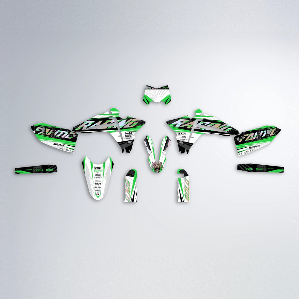 ROSEN Fantic graphics kit parts layout in Green
