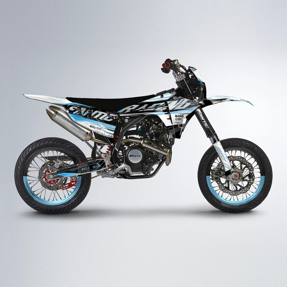 ROSEN Fantic supermoto graphics kit in Light Blue & White