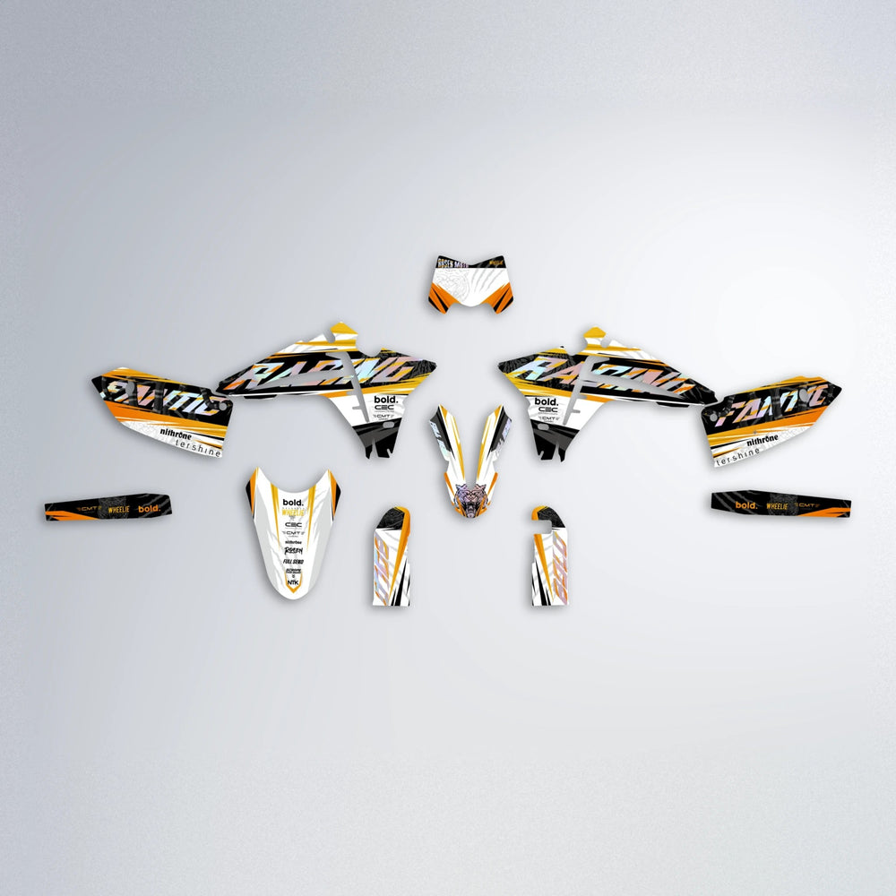 ROSEN Fantic graphics kit parts layout in Orange & Yellow