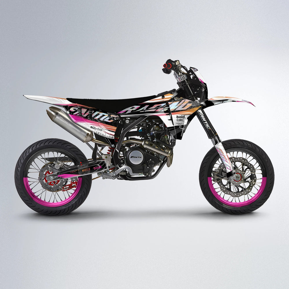 ROSEN Fantic supermoto graphics kit in Pink & Yellow
