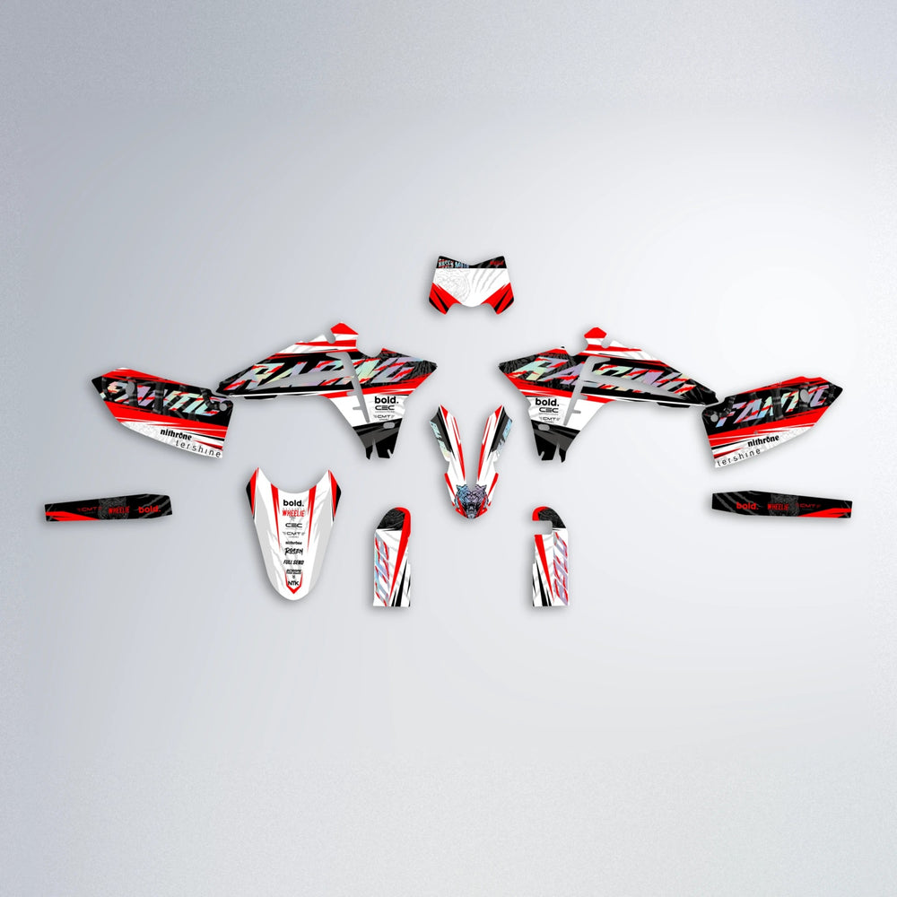 ROSEN Fantic graphics kit parts layout in Red