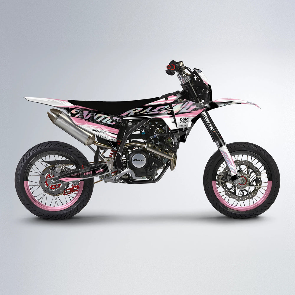 ROSEN Fantic supermoto graphics kit in Sakura Pink