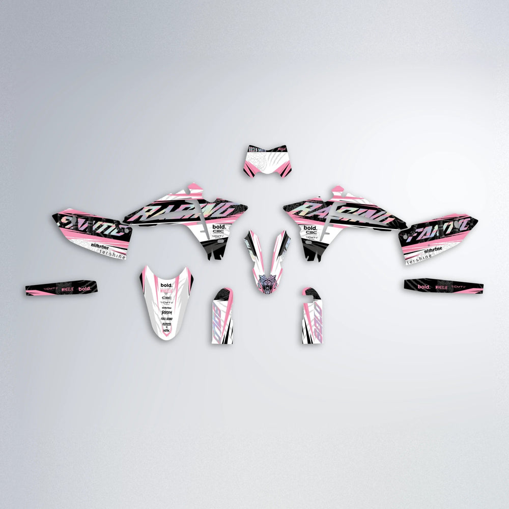 ROSEN Fantic graphics kit parts layout in Sakura Pink