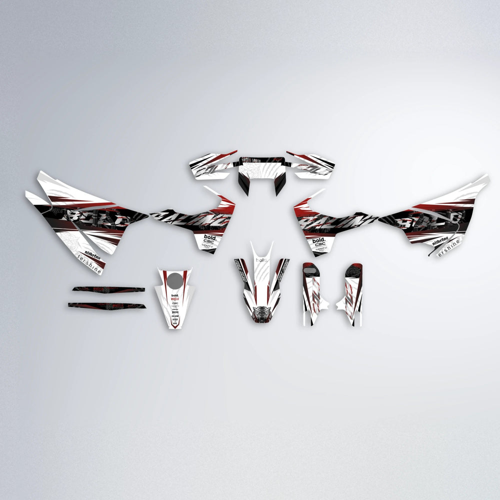 ROSEN Husqvarna 701 graphics kit parts layout in Black & Red