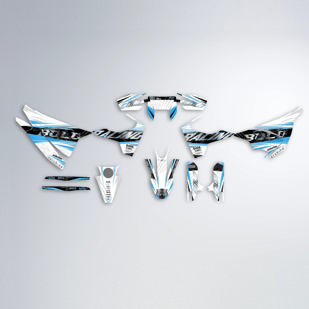 ROSEN Husqvarna 701 graphics kit parts layout in Light Blue & White