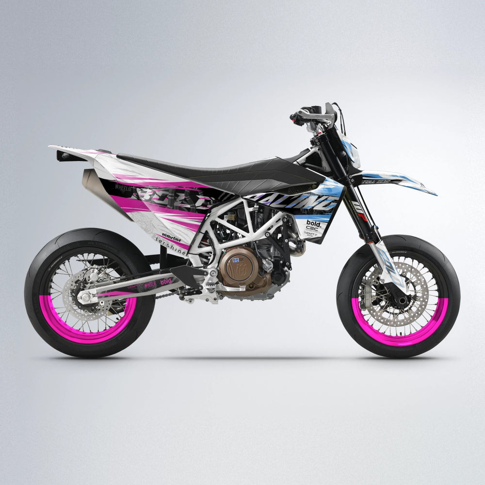 ROSEN Husqvarna 701 supermoto graphics kit in Pink & Light Blue