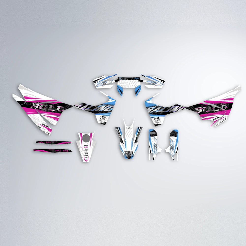 ROSEN Husqvarna 701 graphics kit parts layout in Pink & Light Blue