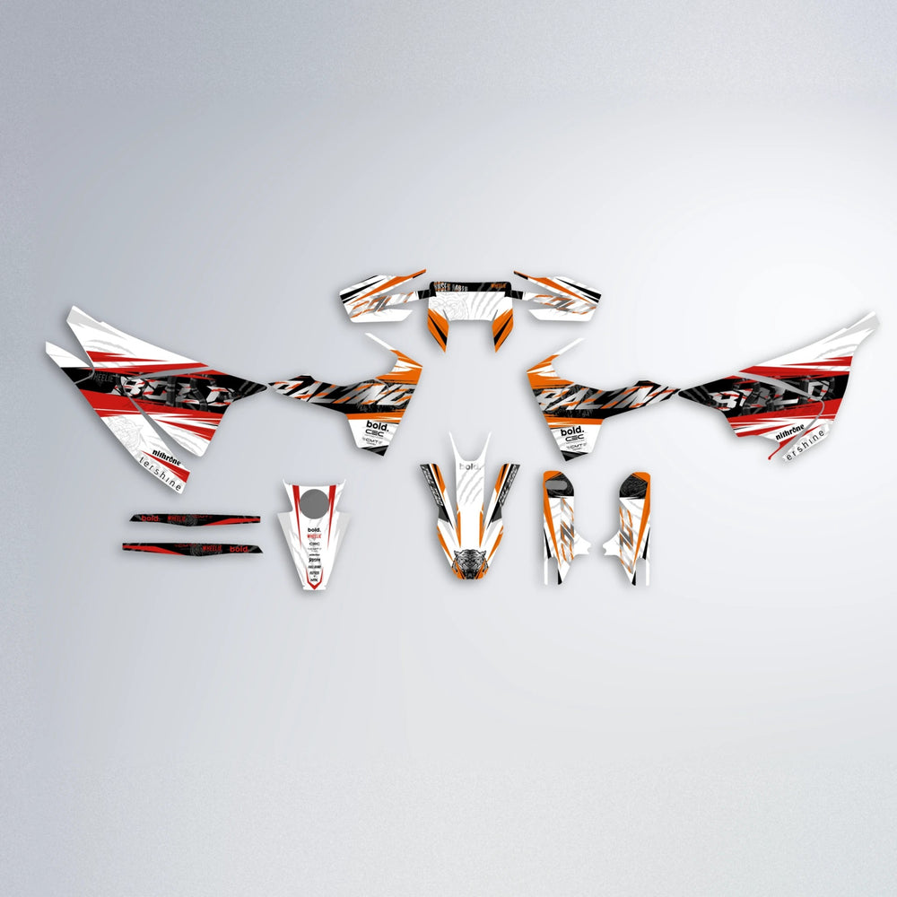 ROSEN Husqvarna 701 graphics kit parts layout in Red & Orange