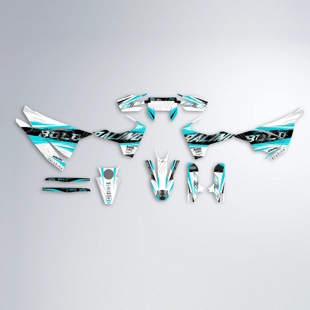 ROSEN Husqvarna 701 graphics kit parts layout in Teal