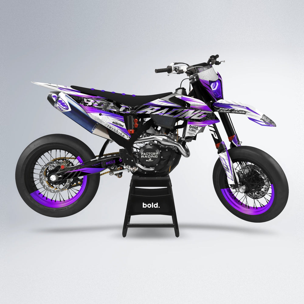 ROSEN supermoto graphics kit in Purple Chrome