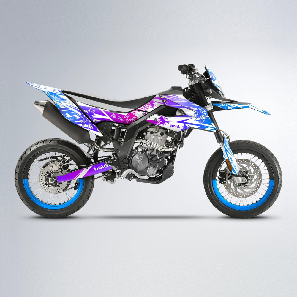 ROZALIN Aprilia SX 125 supermoto graphics kit in Blue Purple Fade