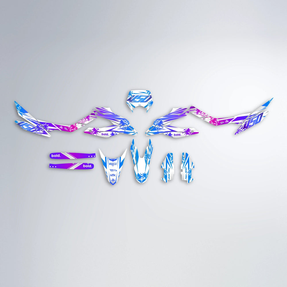 ROZALIN Aprilia SX 125 graphics kit parts layout in Blue Purple Fade