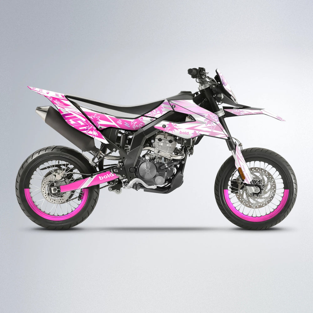 ROZALIN Aprilia SX 125 supermoto graphics kit in Flamingo