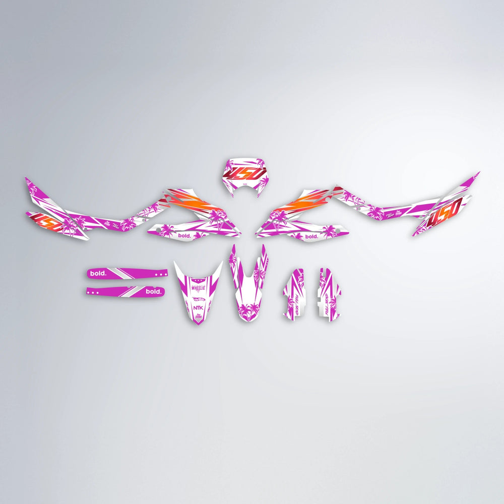 ROZALIN Aprilia SX 125 graphics kit parts layout in Pink
