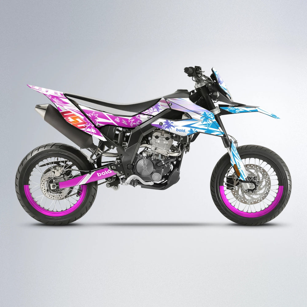 ROZALIN Aprilia SX 125 supermoto graphics kit in Pink & Light Blue