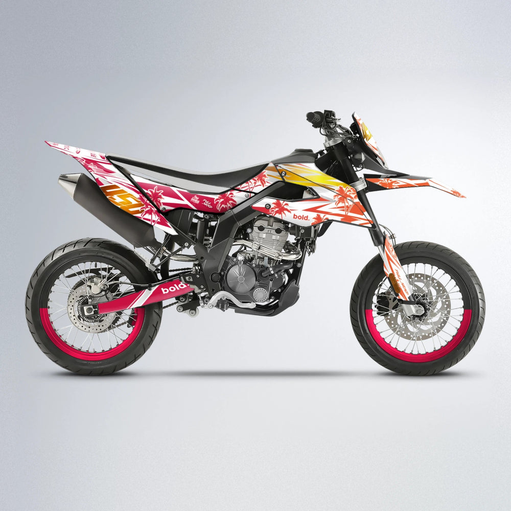 ROZALIN Aprilia SX 125 supermoto graphics kit in Red & Orange