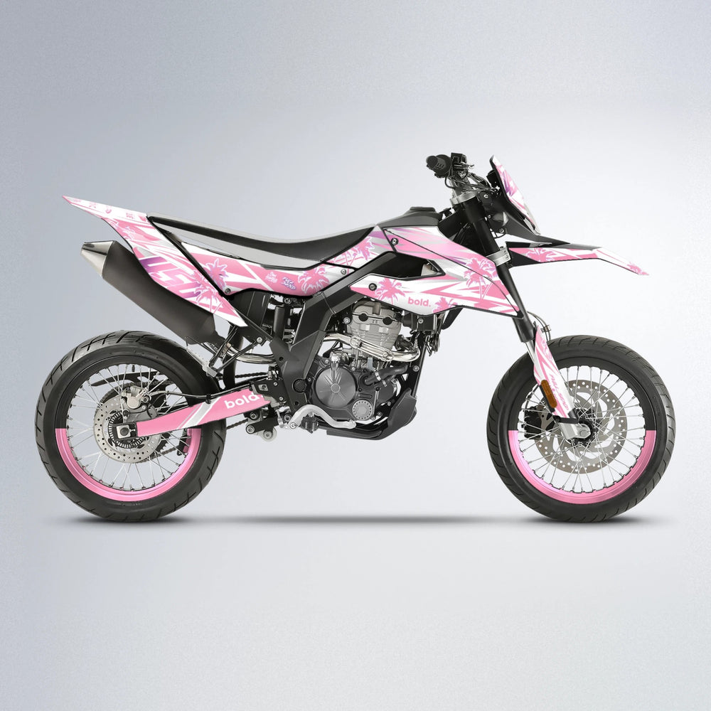 ROZALIN Aprilia SX 125 supermoto graphics kit in Sakura Pink