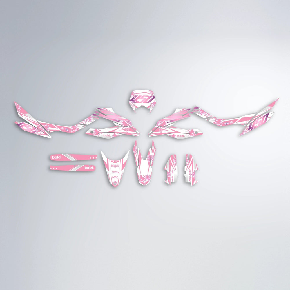 ROZALIN Aprilia SX 125 graphics kit parts layout in Sakura Pink