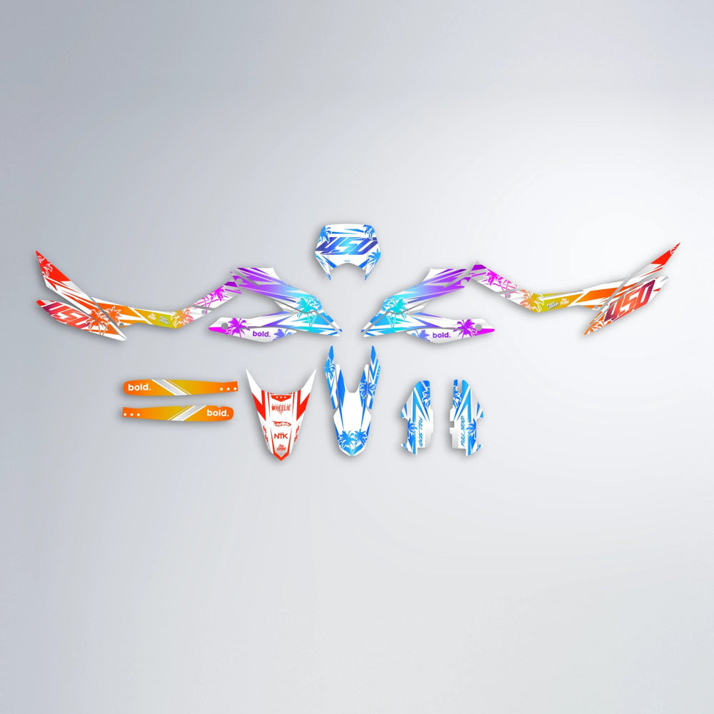 ROZALIN Aprilia SX 125 graphics kit parts layout in Sunset Fade