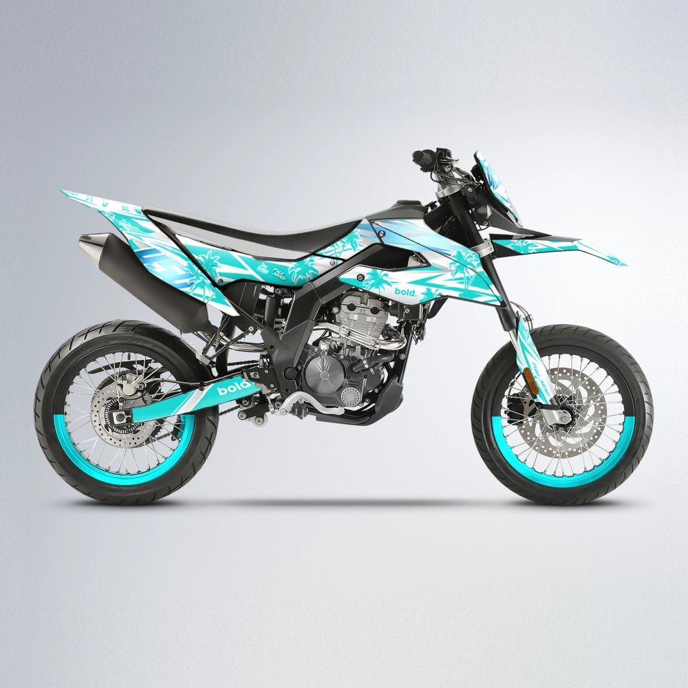 ROZALIN Aprilia SX 125 supermoto graphics kit in Teal