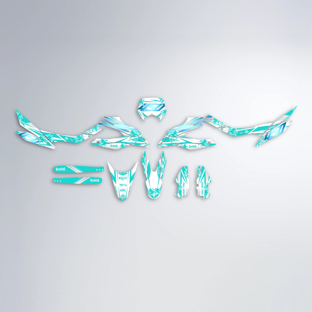 ROZALIN Aprilia SX 125 graphics kit parts layout in Teal