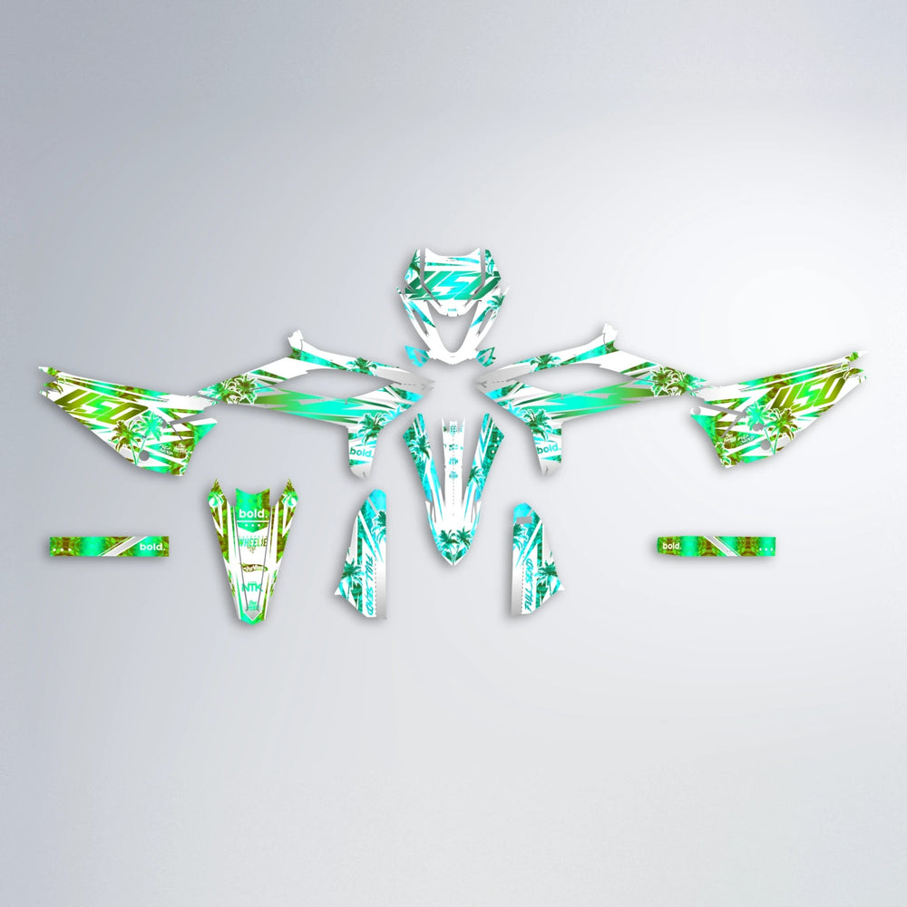ROZALIN Beta graphics kit parts layout in Cyan & Green