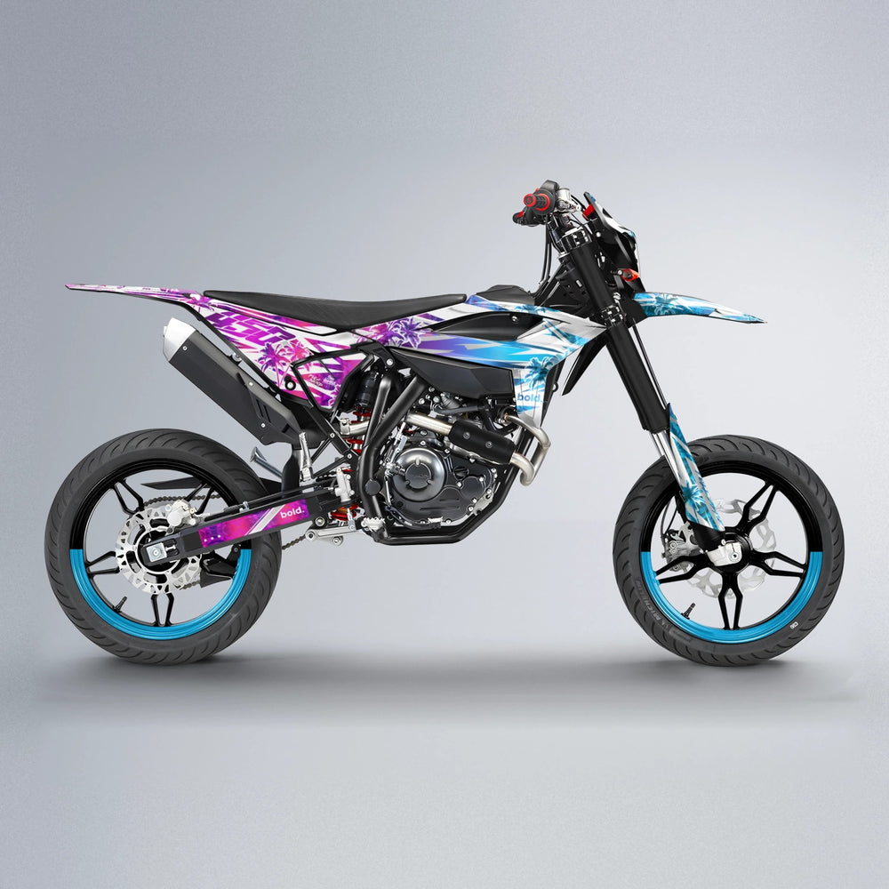 ROZALIN Beta supermoto graphics kit in Pink & Light Blue