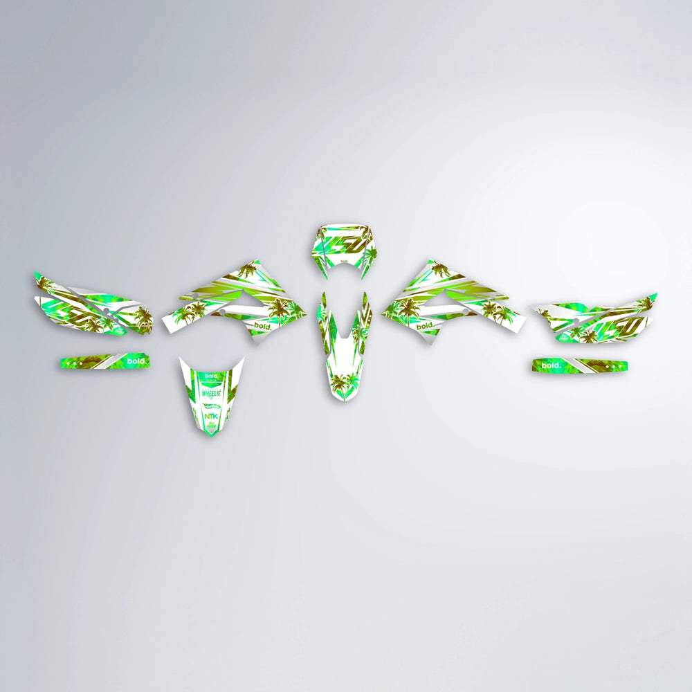ROZALIN Derbi Senda graphics kit parts layout in Green
