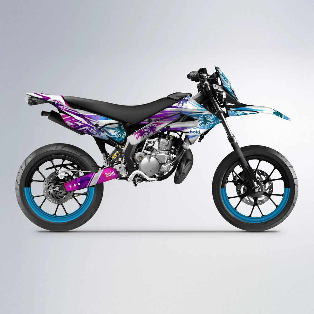 ROZALIN Derbi Senda supermoto graphics kit in Pink & Light Blue