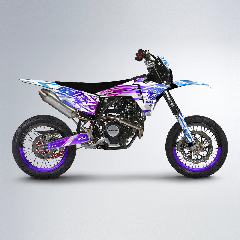 ROZALIN Fantic supermoto graphics kit in Blue Purple Fade