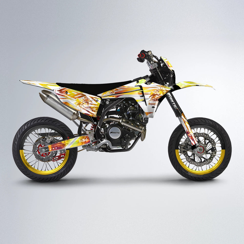 ROZALIN Fantic supermoto graphics kit in Orange & Yellow